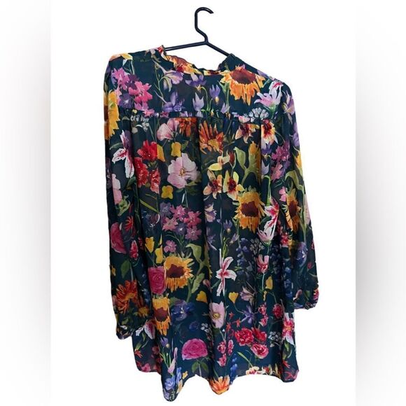 EShakti floral button front tunic women’s size Large-14 - Picture 6 of 10